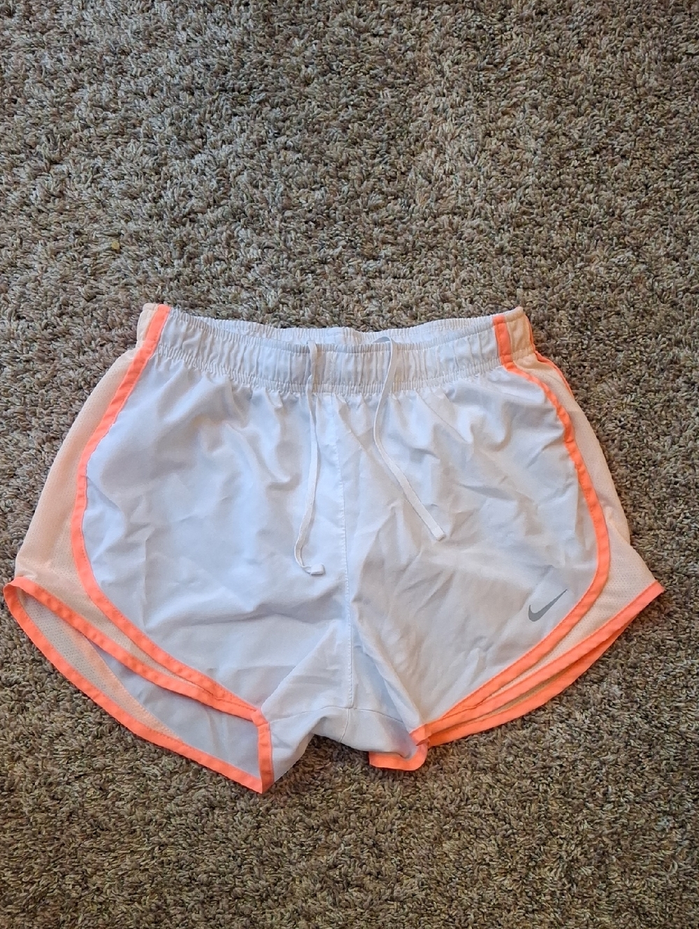 Nike Women's White Athletic Shorts with Coral Trim